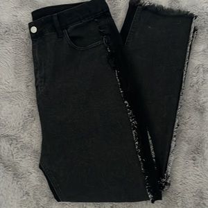 Denim Black patched jeans